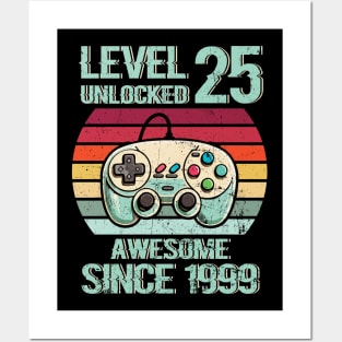 Level 25 Unlocked video games 25th birthday 25 years old Posters and Art